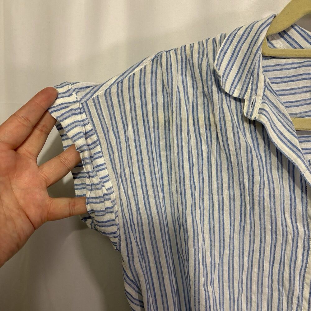 GAP Womens XS Top Bundle Short Sleeve Light Blue White Stripe + Gray Tank Henley - Picture 9 of 16